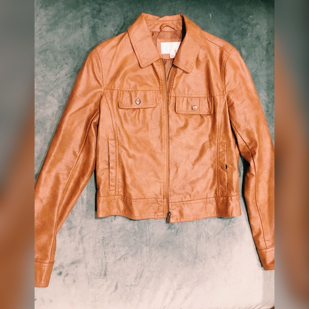XHILIRATION Tan Faux Leather Jacket